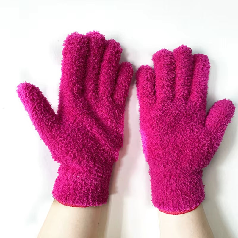 Microfiber Cleaning Glove Car Detailing Dust Removal Wash Gloves Coral Velvet Knitted Super Soft Housework Absorbent Cleaner